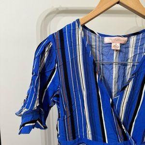 M Band of Gypsy Blue Striped Retro Summer Dress